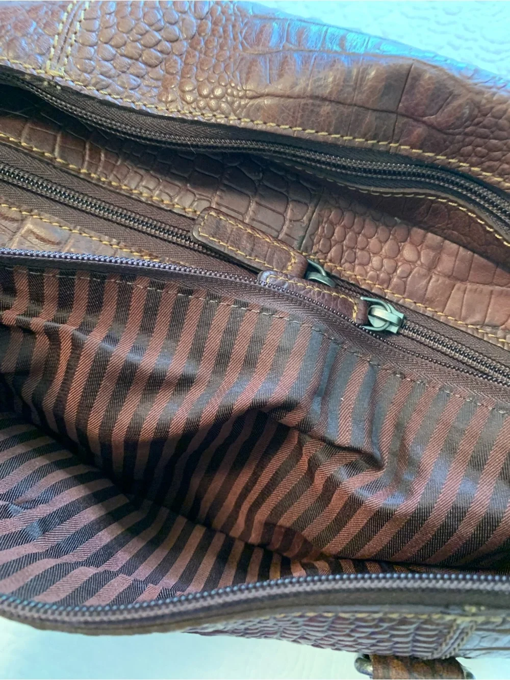 Jack George’s Hornback Croco Satchel Handbag Genuine Buffalo Leather